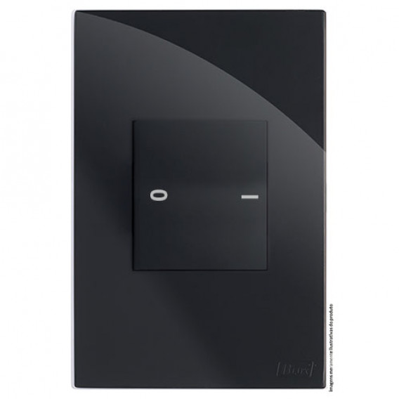 Cj Interruptor bipolar duplo simples 4x2 - Recta Black gloss